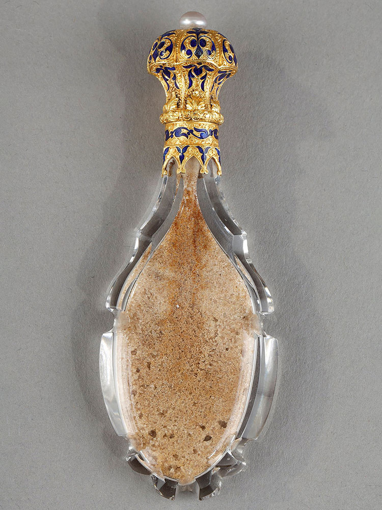 独角鹿西洋古董19 世纪中期法国出品珐琅彩绘镶嵌珍珠水晶嗅盐瓶/香水瓶